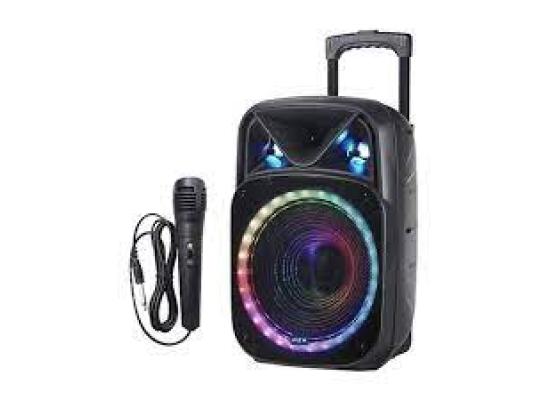 High-power Bluetooth speaker, portable sound column with stereo 3D surround and subwoofer, featuring outdoor LED color light and microphone
